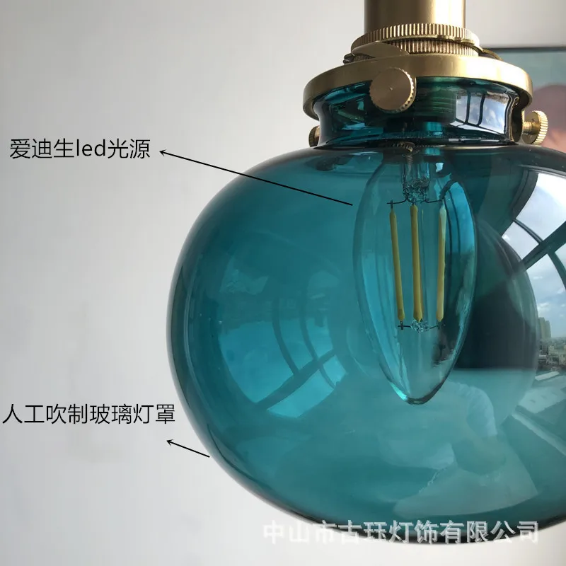 Японский ручной работы стекло латунь люстра оригинальность Ins ветер дом спальня зеркало в ресторане Передняя прикроватная барная стойка лампа