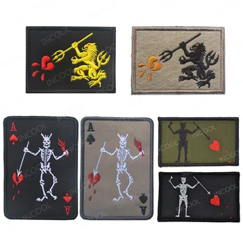 

Pirate Embroidered Patches Poker Tactical Military Skull Morale Patch Emblem Embroidery Badges for Backpacks Caps Pouch Clothing