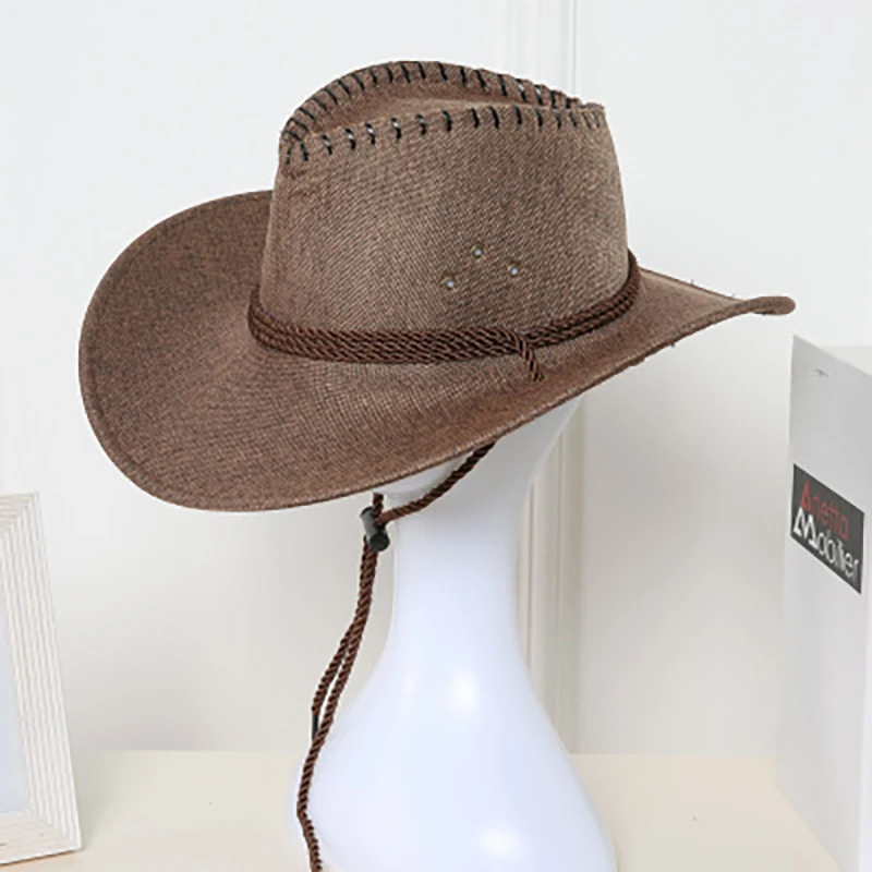 Мужская ковбойская шляпа, крутые Западные Ковбойские шляпы, солнцезащитный козырек, кепка для женщин, для путешествий, для выступлений, ковбойские джентльменские кепки с козырьком от солнца
