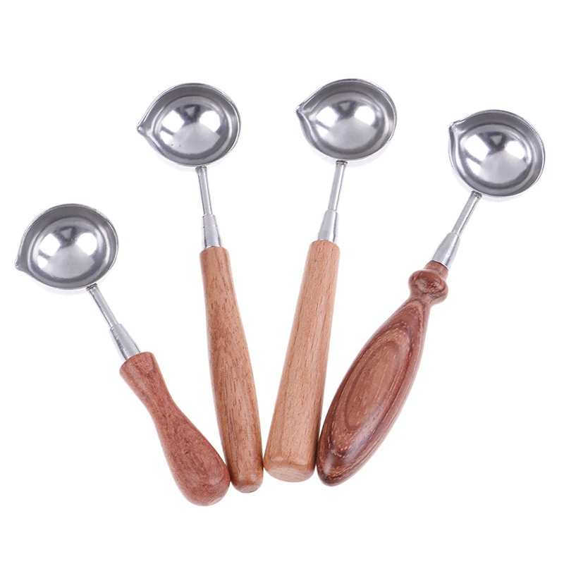 1pcs Anti-Hot Sealing Wax Spoon Wood Handle Retro Stamping Spoons Invitation Cards Decorative Stamps Craft | Дом и сад