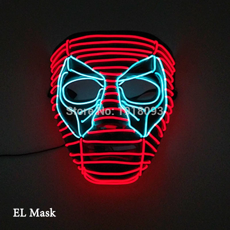 mask 35 Дизайн, светящаяся светодиодный маска, страшная маска на Хэллоуин, светодиодный, светящаяся, страшная EL Wire маска, светящаяся, праздничный, карнавальный костюм - Цвет: mask 35