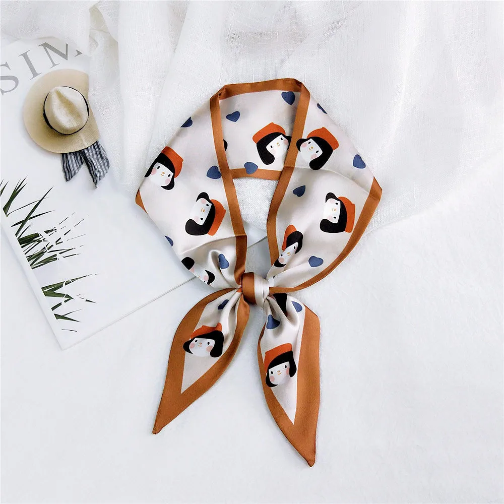 

Fashion Small Scarf Letter Silk Scarf Women Speckle Print Headband Head Scarf Handle Bag Ribbons Long Scarves & Wraps