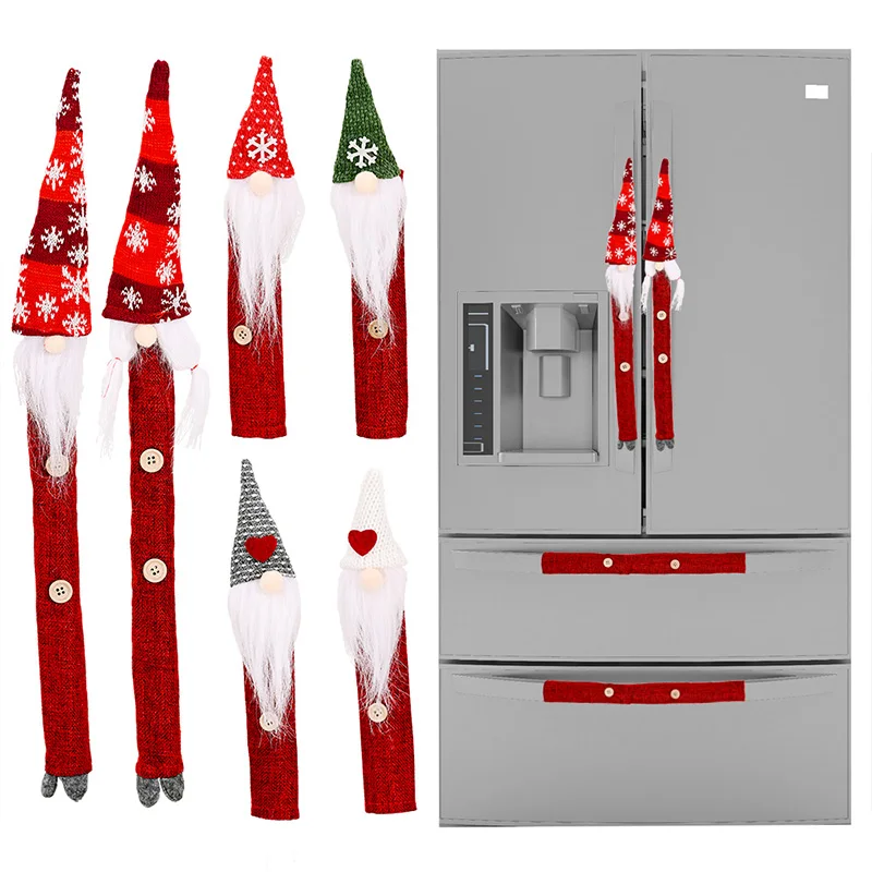 

Christmas Refrigerator Handle Cover Cloth Santa Kitchen Microwave Fridge Door Handle Cover Microwave Oven Door Knob Protector