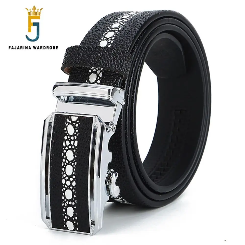 FAJARINA 2019 New Design Quality Real Cowhide Leather Belt Male Pearl Pattern Fashion Automatic Cow Skin Belts for Men N17FJ745