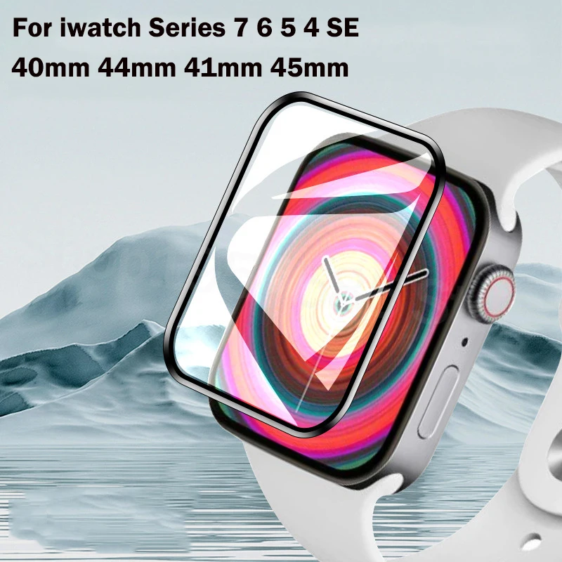 Закаленное стекло 5D с изогнутыми краями для Apple Watch серии 7 41 мм 45 защитная пленка