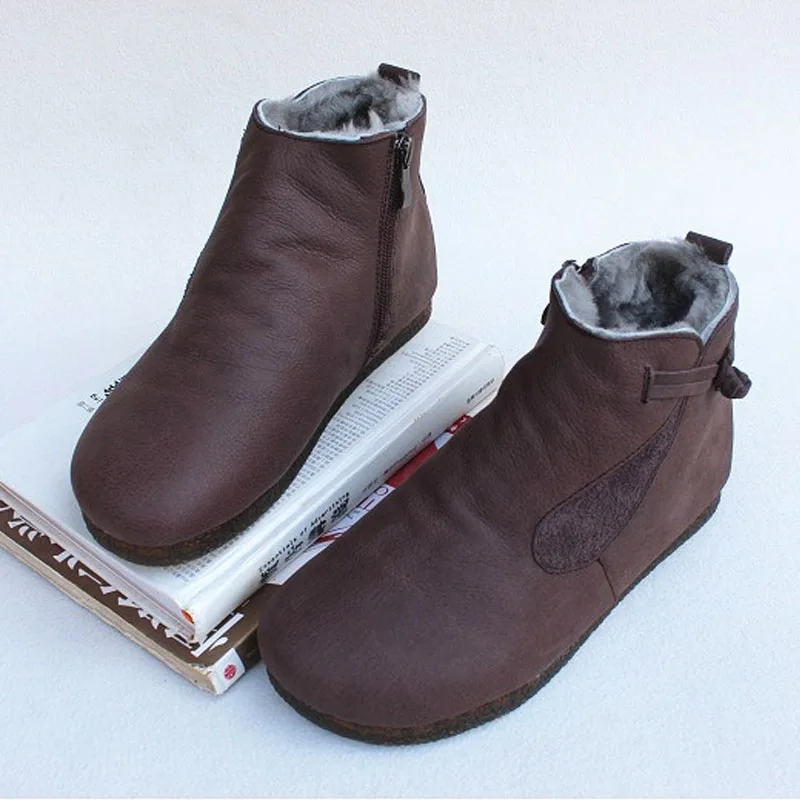 

Women's Boots Snow Shoes 100% Genuine Leather Ladies Ankle Boots Winter Fur Boots Chelsea Female Footwear