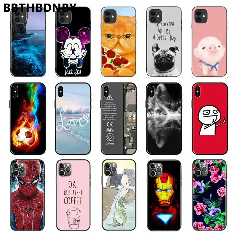 

Phone Case Shell For Iphone XS MAX TPU Black Phone Case Cover Shell For IPhone 11 Pro XS MAX 8 7 6 6S Plus X 5 5S SE XR Case