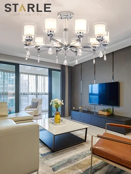 

Modern Chrome Metal Led Chandeliers Lighting Glass Living Room Led Pendant Chandeliers Lights E14 Dining Room Hanging Light