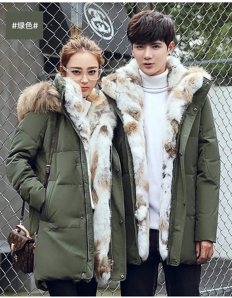 5XL White Duck Down Jacket Women Winter Goose Feather Coat Long Raccoon Fur Parka Warm Rabbit Plus Size Outerwear WJM19
