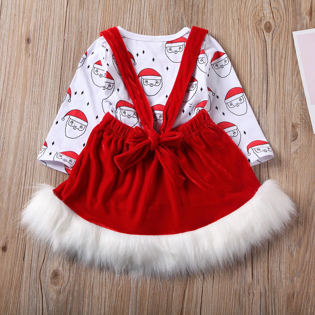 Рождественская одежда Санта-Клауса для маленьких девочек, топ, юбка на бретелях, платье, наряд