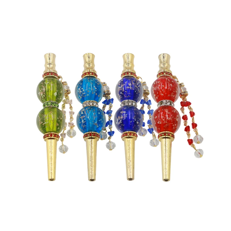 Beautiful Fashion Handmade Inlaid Jewelry luminous Metal Shisha Mouth Narguile Filter Tip Hookah Mouthpiece