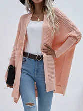

MAYCAUR 2022 New Round Neck Women's Knitted Cardigan Commuter Mid-length Loose Solid Color Sweater Women
