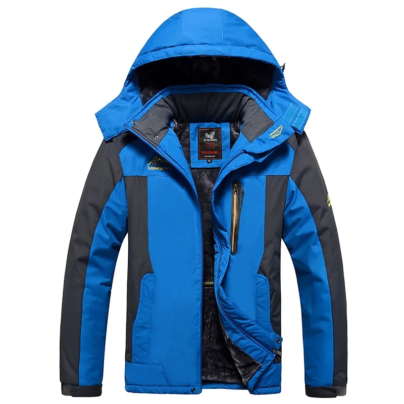 Новая брендовая зимняя флисовая военная куртка Мужская ветрозащитная водонепроницаемая верхняя одежда парка куртка Мужская s плюс размер 9XL пальто, ZA257 - Цвет: Blue