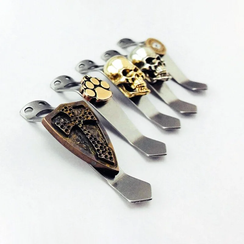 Titanium Alloy Steel Flame Flashlight Back Clip For OKLUMA BOSS Barrel Flashligh MCG Jeff Hanko Machine Works Pattern Skull Fire