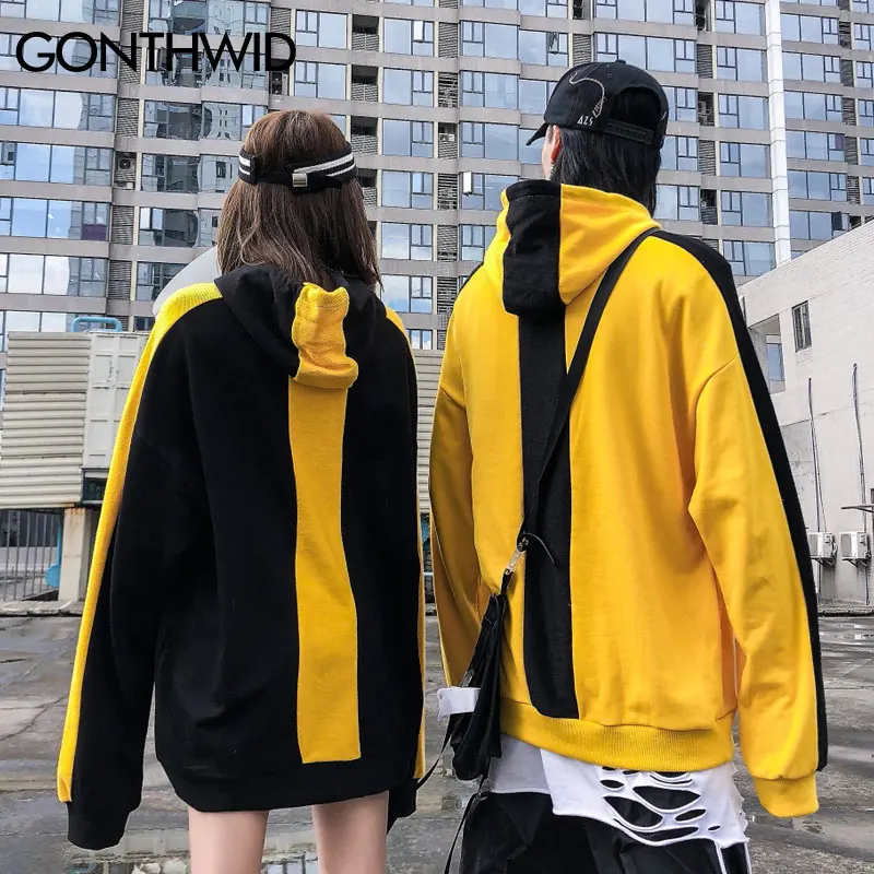 GONTOHWID/пуловер в стиле пэчворк с вышитыми буквами, толстовки с капюшоном, худи в стиле хип-хоп Harajuku, уличная мода, топы