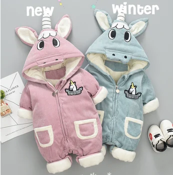 

Baby kids cotton-padded clothes for boys and girls with thick winter jumpsuits