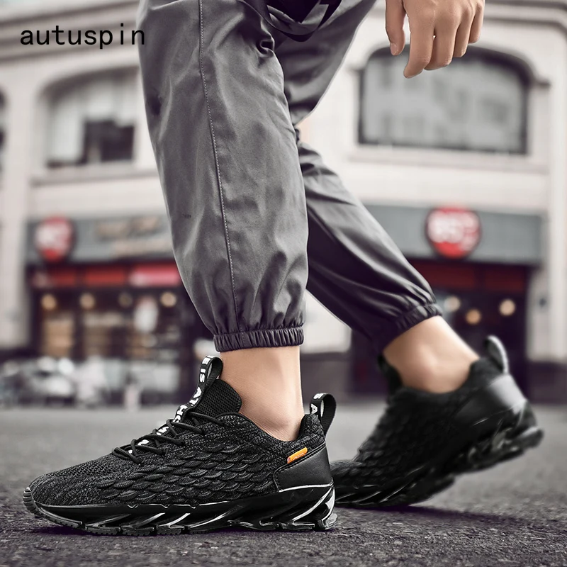

autuspin Cushioning Road Run Men's Sneakers Soft Rubber Breathable Fabric Running Shoes Men Trainers Fitness GYM Sports Sneaker