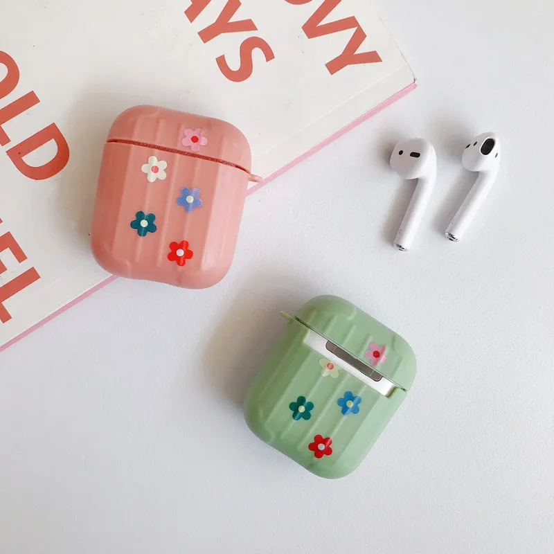 Cute Suitcase Skin Sun Flower Bag Case For AirPods 1 2 Bluetooth Wireless Earphone Case For AirPods 2 1 Cover Charging Box Case (6)