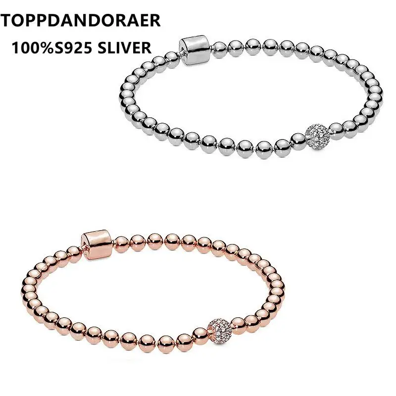 New Fashion Bead Chain Pandoraer Charm Bracelets on Hand For Women Silver 925 Sterling Jewelry Pulseras Mujer Men Design Party | Украшения