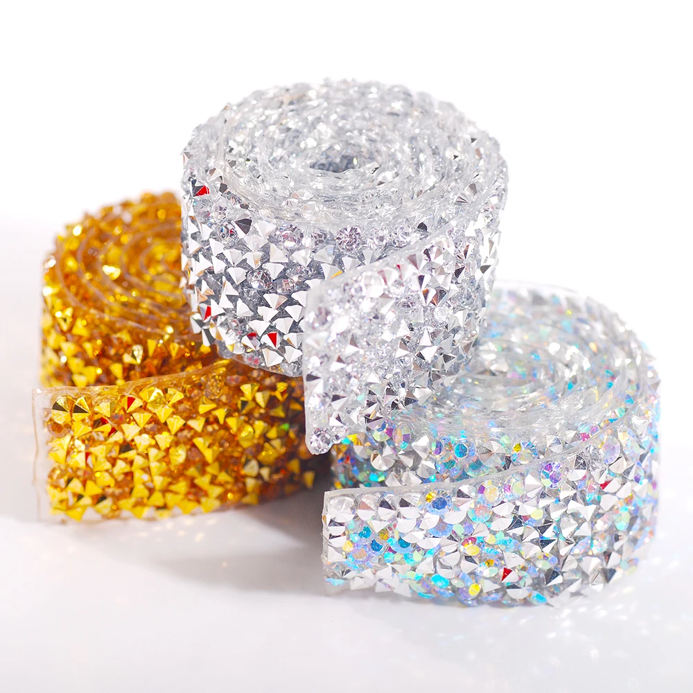 

Hot fix / Self adhesive 80cm Crystal Acrylic Rhinestones Sticker Tape Craft Glitter Gem DIY Stickers for Scrapbooking Arts Deco