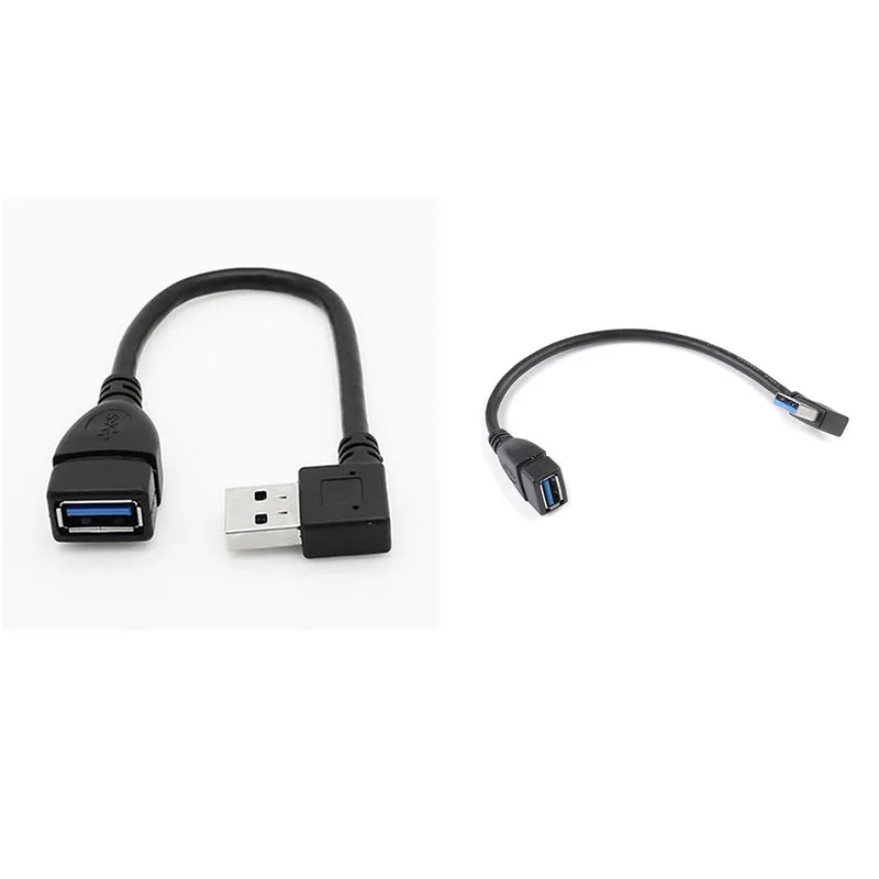 1 пара USB 3,0 правой и левой под углом 90 градусов кабель-удлинитель адаптер «Папа-мама» шнур передачи данных