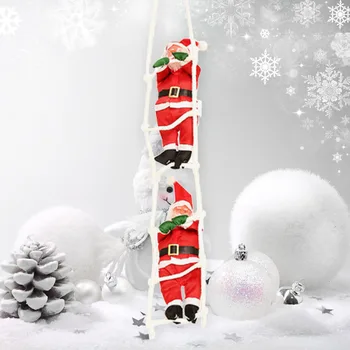 

Besegad Christmas Xmas 2 Santa Claus Climbing Ladder Ornament Decoration for Home Office Shop Window Party Decor 60cm Length