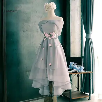 

Lanxirui New arrival prom party Dresses high-Low Vestido de Festa off the shoulder sexy dress appliques lace-up back style dress