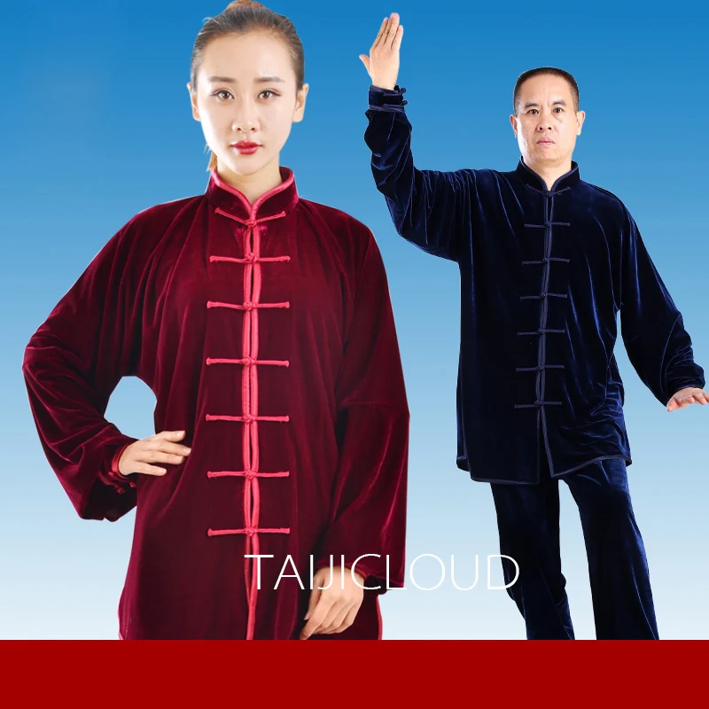 

Tai Chi clothing gold velvet autumn winter martial arts practice middle-aged elderly men women morning exercises