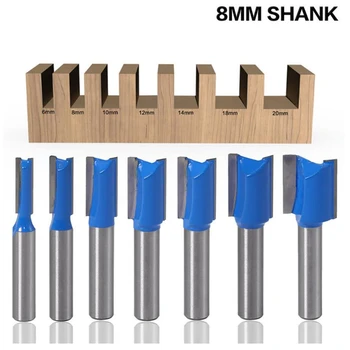 

7Pcs/Set 8mm Striaght Shank Router Bit Swallow Tail Woodworking Etching Carpenter Milling Cutter for Wood Slotting
