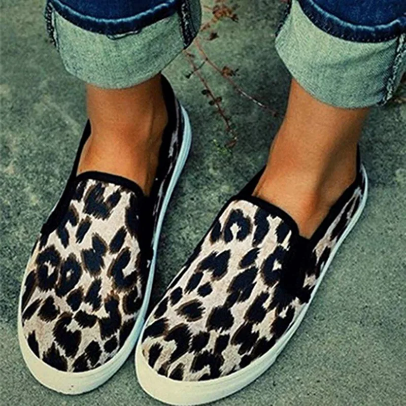 Beige Leopard B Puimentiua; женская повседневная обувь на плоской подошве; женские износостойкие кроссовки; дышащие прогулочные слипоны; эспадрильи; удобные кроссовки - Color: Beige Leopard B