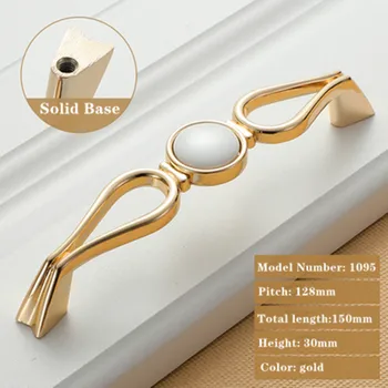 White Creamic Gold Cabinet Handles and Knobs Drawer Pulls Kitchen Door Handles Gold Furniture Handle Cabinet Door Hardware