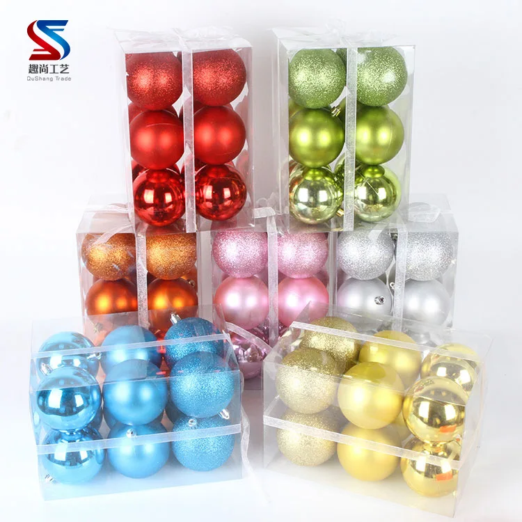 Christmas decorations ceiling ball 8cm red pink frosted light plastic hanging gift box 6cm | Дом и сад