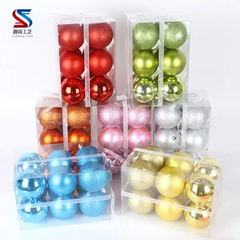 

Christmas decorations ceiling ball 8cm red pink frosted light plastic hanging ball gift box 6cm hanging ball