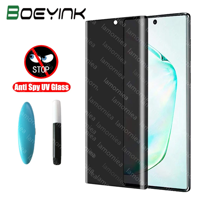 BoeYink Anti Spy Screen Protector for Samsung Note 10 9 Plus UV Full Glue Tempered Glass samsung S8 S9 8 S10 E | Мобильные телефоны