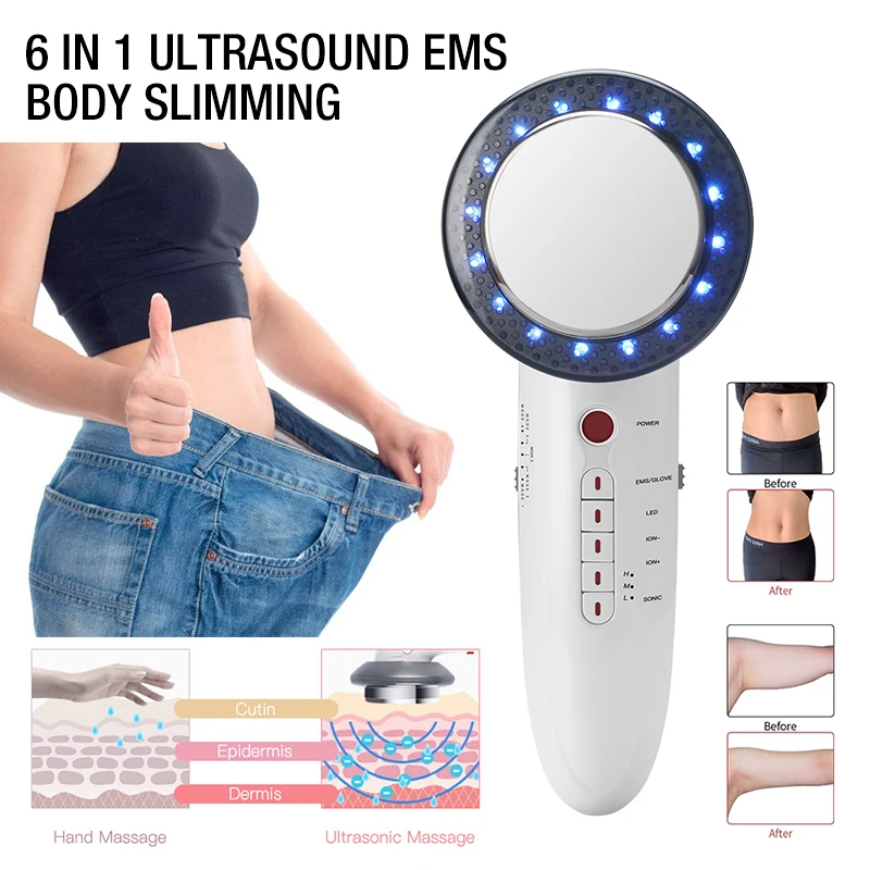 

6 in1 slimming instrument LED color light meter EMS compact shaping slimming instrument ultrasonic fat burning beauty instrument