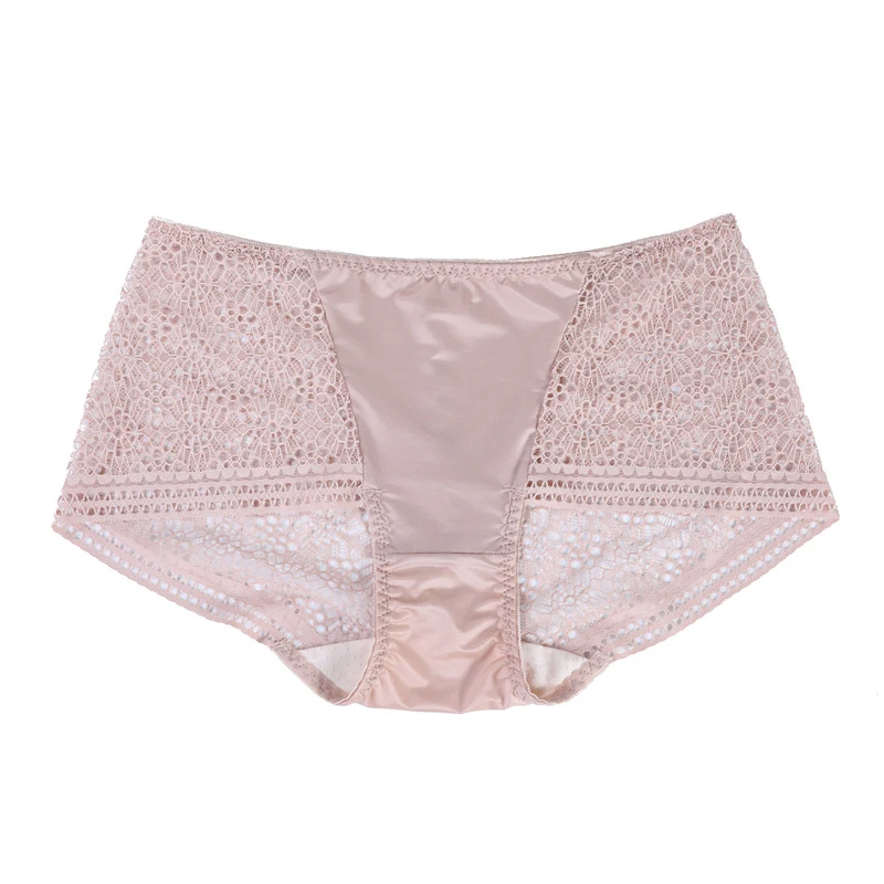 Бесшовные кружевные трусы женское нижнее белье шелковое без шнуровки изящное