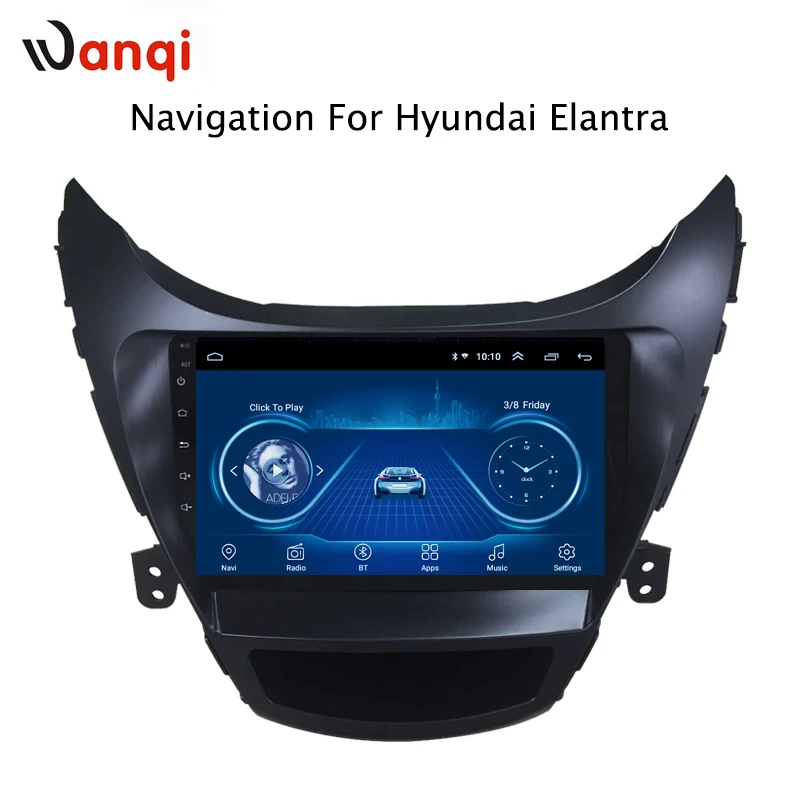 9 дюймов wanqi 8 1 автомобильный dvd gps навигация для Hyundai Elantra 2011 2014 Корейская версия