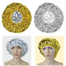 Lámina de aluminio impermeable gorros de ducha sombrero desechable de aislamiento térmico de salón cubierta de pelo oro plata Spa accesorios de salón de belleza(China)