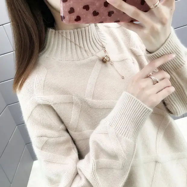 9318 new women's half high collar pullover, autumn and winter, new sweater, 50-2f, 3 rows, 3 shelves