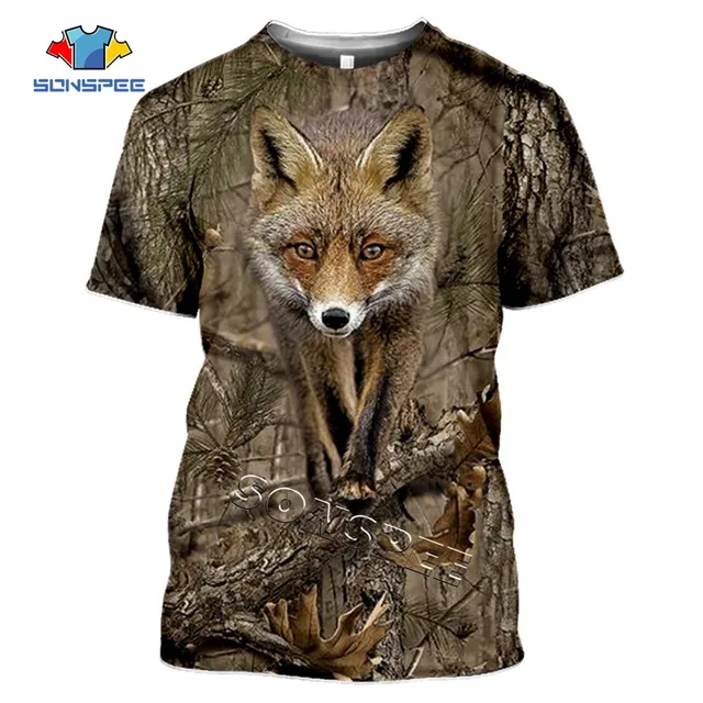 SONSPEE Camo Hunting Animals Fox 3D T-shirt Summer Casual Men's t shirts Fashion Streetwear Women Pullover Short sleeve Tee Tops