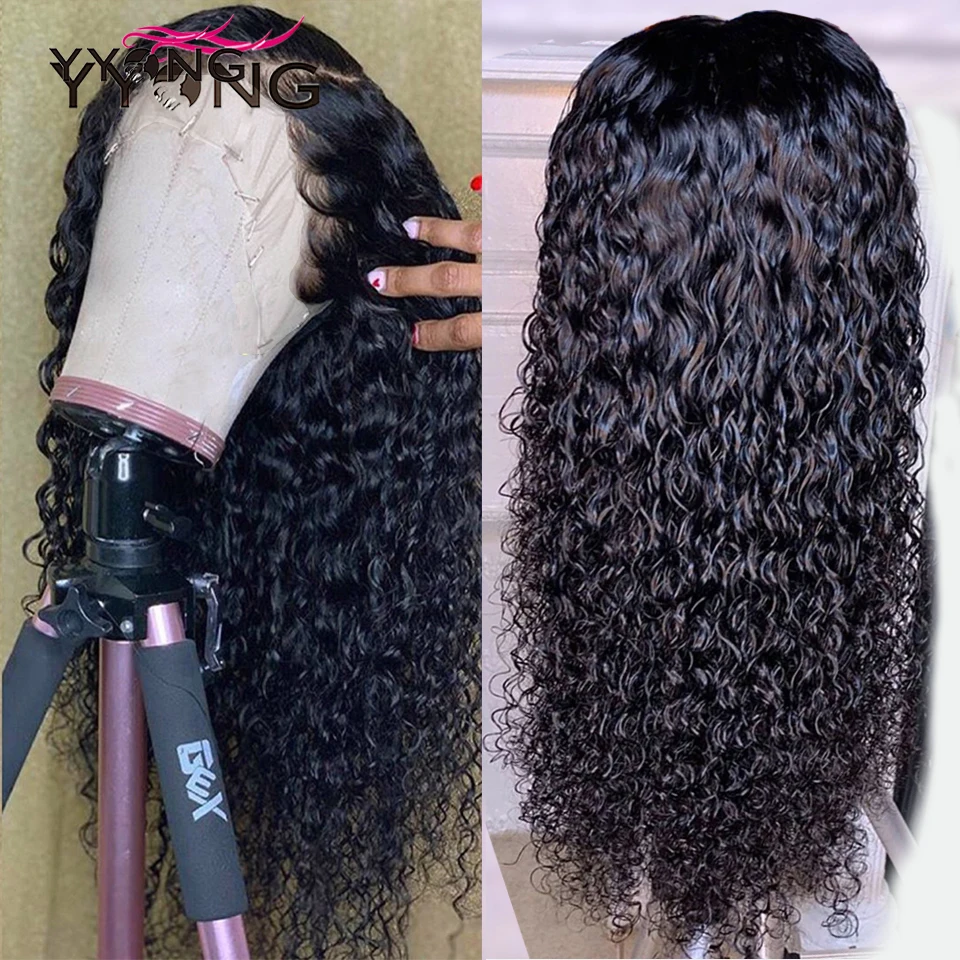 

YYong 13X4 HD Transparent Lace Front Human Hair Wig Remy Brazilian Water Wave Lace Frontal Wigs With Swiss Lace Invisible Knots