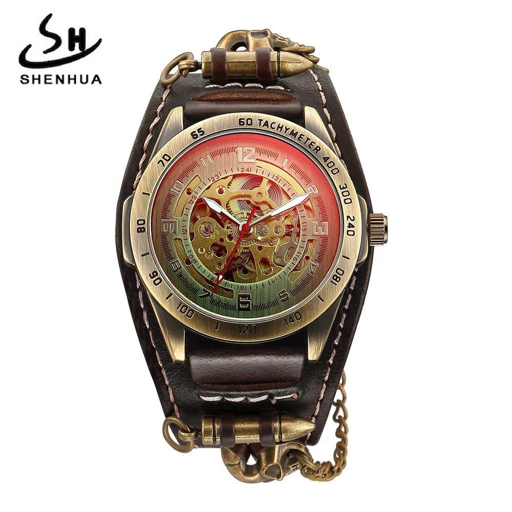 

New Style Shenhua Europe And America Style Punk Men Fashion Casual Hollow out Machinery Automatic Analog Watch