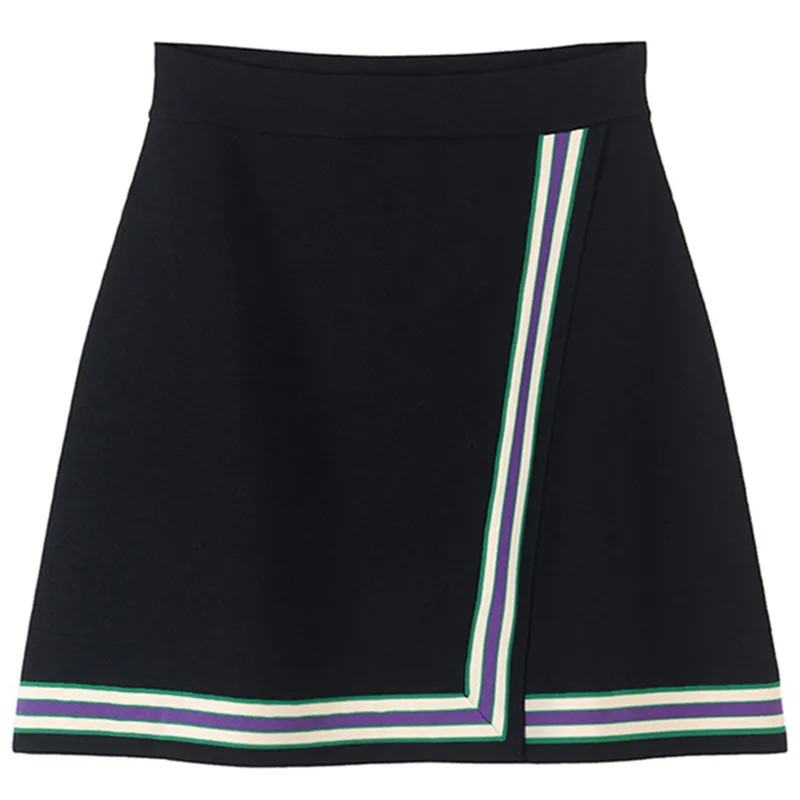 Туника с высокой талией полосатая трикотажная Мини-юбка женская короткая юбка