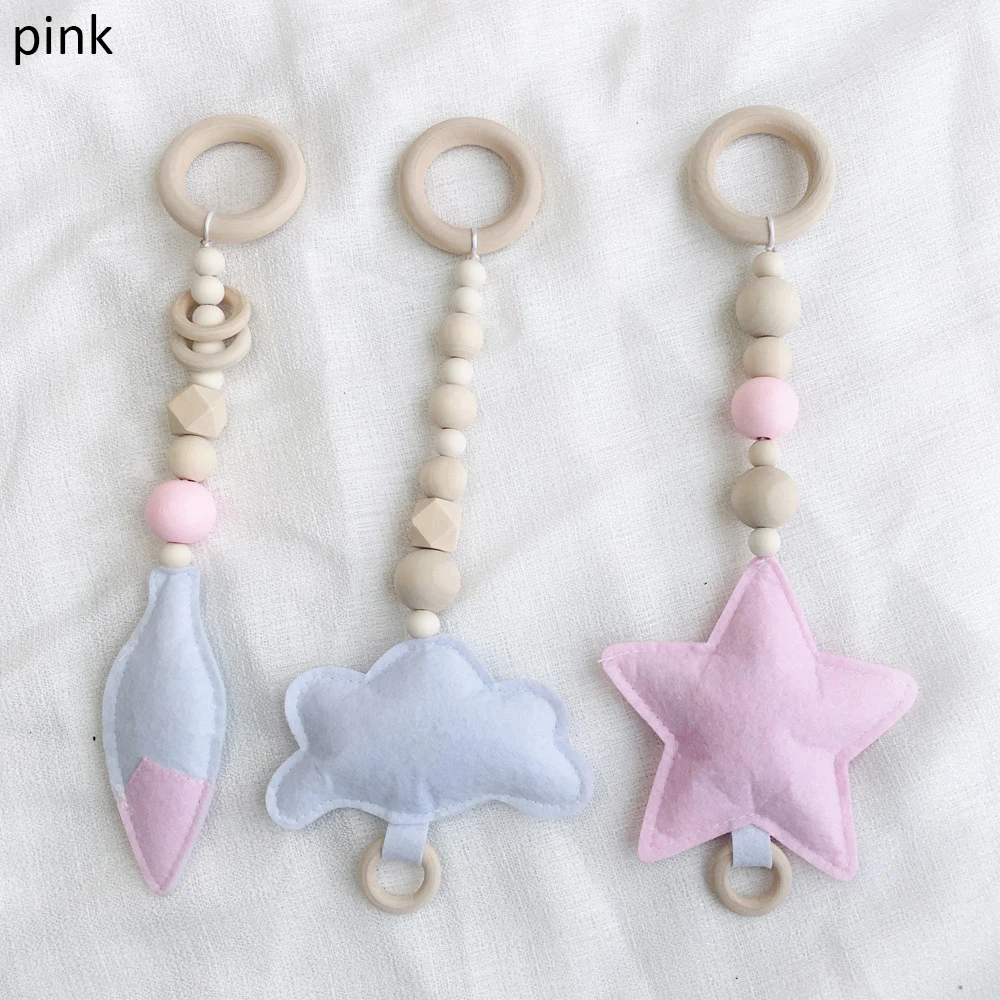 3pcs Pink toys Скандинавские детские игрушки для занятий в тренажерном зале, деревянные сенсорные игрушки для детской комнаты, Креативные аксессуары для детской комнаты, аксессуары для декора комнаты, реквизит для фотосъемки - Цвет: 3pcs Pink toys