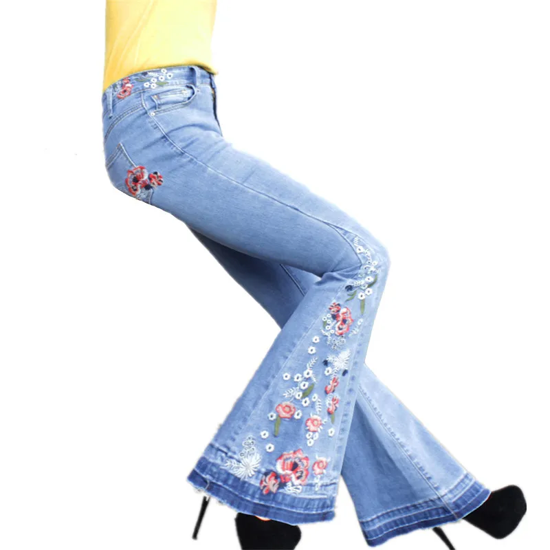 Plus Size Women Jeans Retro Flared Pants Loose Casual Wide Leg Pants With Bowknot Drawstring Street Pants For Female mom jeans