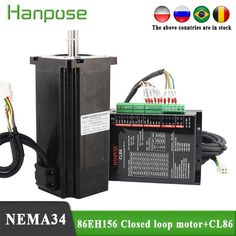 

Hybrid Step-servo motor NEMA34 stepper motor kit 12N.M 6A 86EH156A6003 and CL86 Closed Loop Servo Driver for CNC milling machine