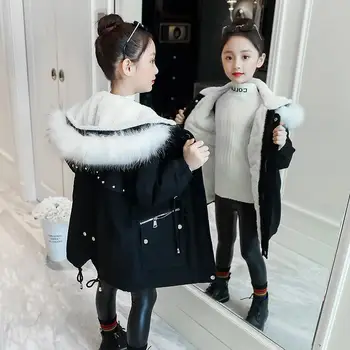 

Winter Girls Cotton Jacket 2020 New Children Fashion Parker Coats Children's Winter Clothes Plus Velvet Thick Cotton Jacket -30