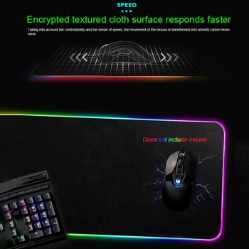 

Gamer Desktop Non Slip High Performance Large RGB Gaming Mouse Pad USB Port 14 Light Modes Led Color Gradient Home Plug And Play