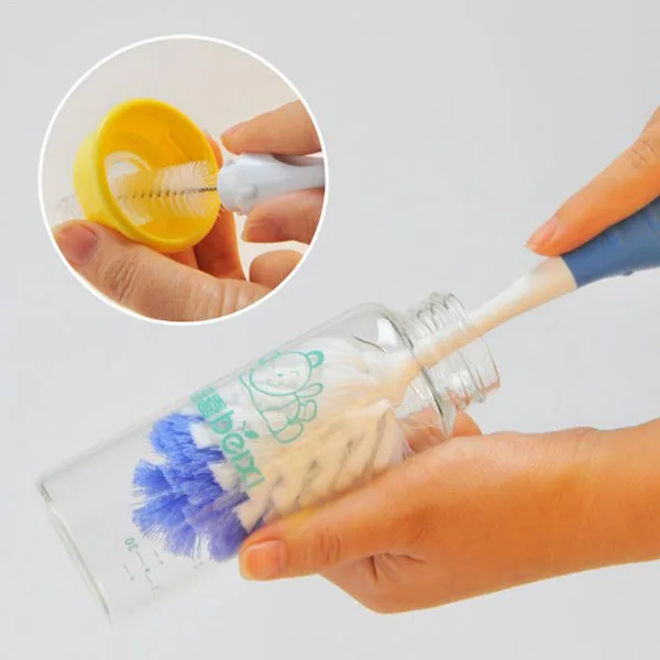2pcs/set Baby Bottle Brushes for Cleaning Kids Milk Feed Bottle Nipple Pacifier Nozzle Spout Tube Cleaning Brush