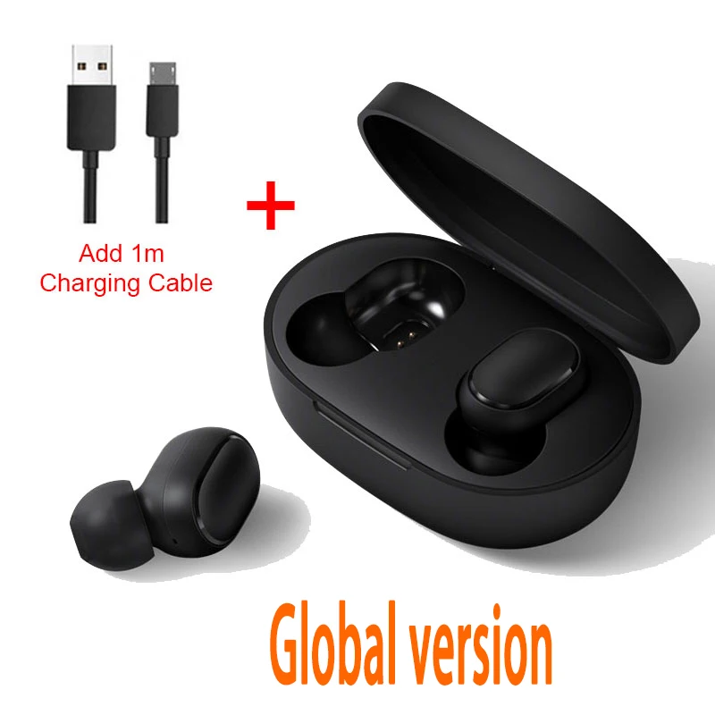 EN and 1M cable Оригинальные Xiaomi Redmi Airdots Bluetooth наушники 5,0 спортивные стерео беспроводные Bluetooth наушники Водонепроницаемая глобальная версия - Цвет: EN and 1M cable